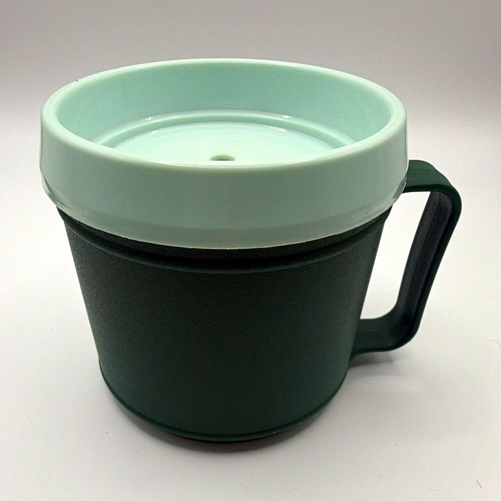 Stanley Aladdin S12 Green Plastic 12 oz Travel Mug w/ Handle & Lid Set